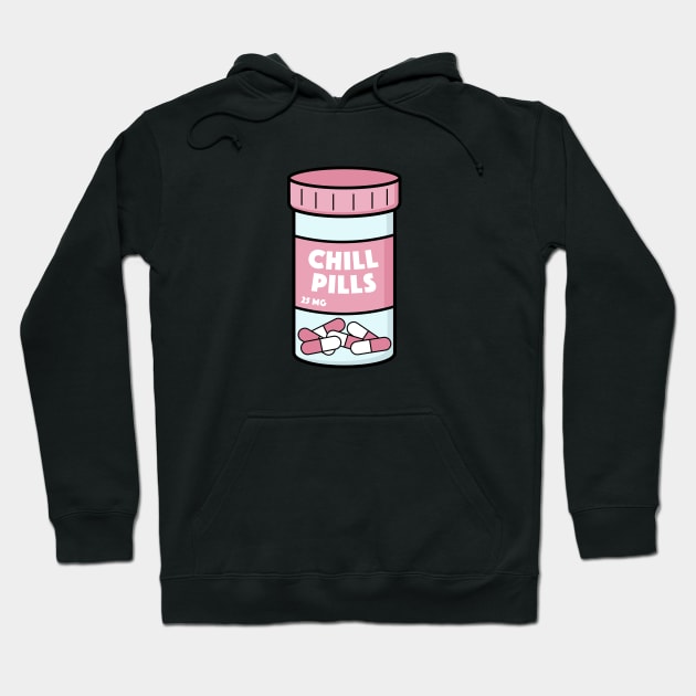 Funny Chill Pills Illustration Hoodie by happinessinatee